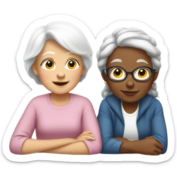 White grandmother and teenage granddaughter  sticker