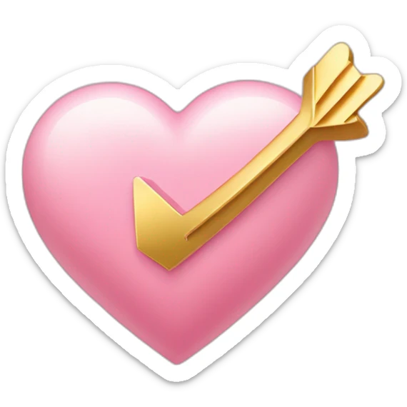 Arrow going through a love heart in the shape of the letter B light pink and gold sticker