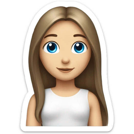 Caucasian brunette angel with long straight hair, dimples, big blue eyes, halo and wings sticker