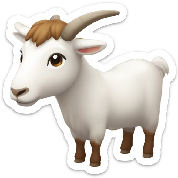 Una cabra marrón y blanca duerme en paz sobre la paja, con ‘Z’ flotando en el aire, simbolizando sus sueños tranquilos sticker