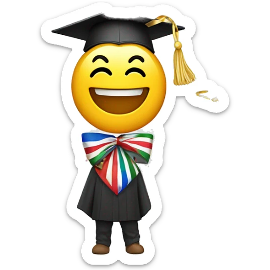 Emoji de una mascota de la universidad celebrando con banderas y confeti sticker