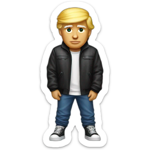 Donald Trump dressed in streetwear fashion sticker