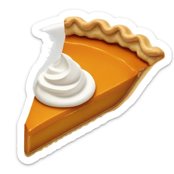 Slice of pumpkin pie with a lot of whipped cream on it sticker
