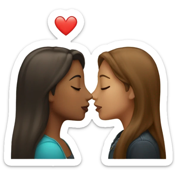 Two women kiss one is blnde the other has brown hair sticker