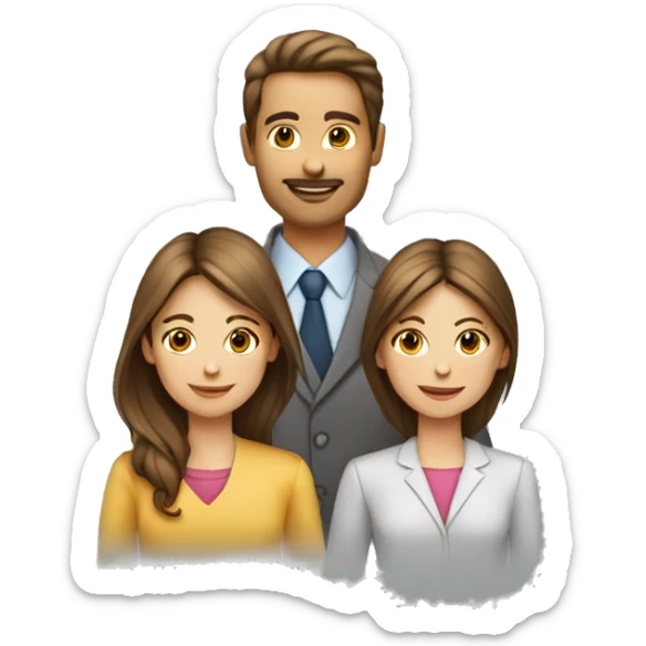 génere une équipe de 4 personnes qui crée une entreprise 2 filles et 2 garçon sticker