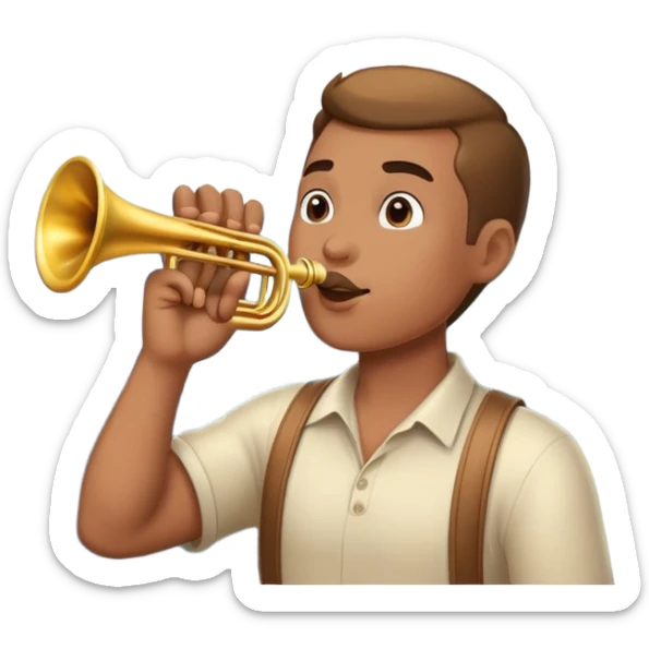 the man who blows the horn against the background of the mountains sticker