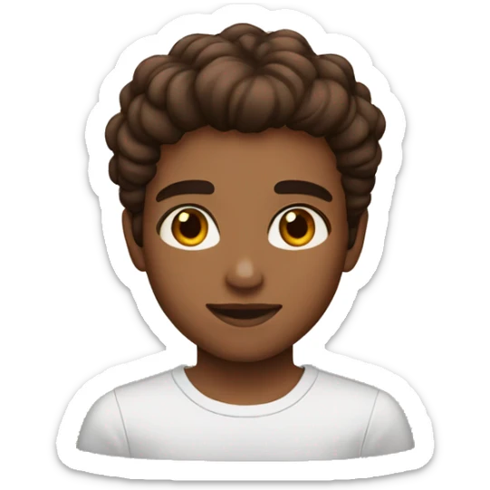 Brown hair brown skin brown eyes bushy brows sticker