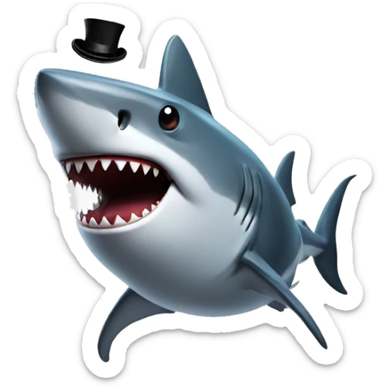 Shark with a top hat sticker