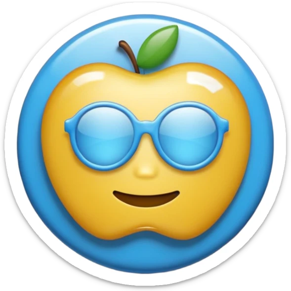 A glossy, three-dimensional emoji pin badge showing the text "TODOC". The font is modern, rounded, sans-serif, and colored in a professional medical blue. The badge has soft edges and reflections, in the style of Apple emojis. White background. sticker