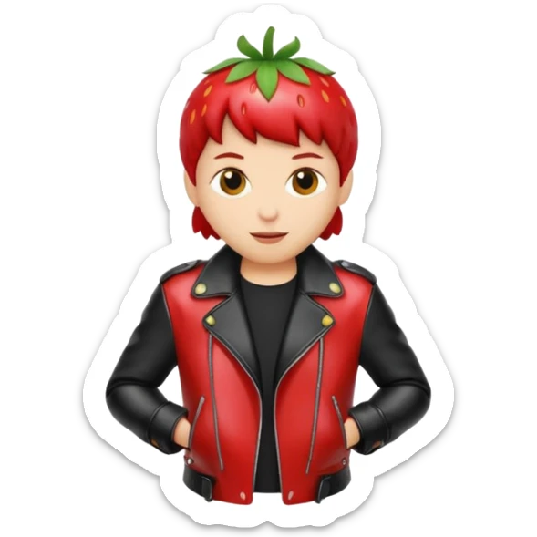 no. the strawberry should be the thing wearing the clothes. not a person, a strawberry sticker