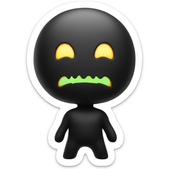 Make me a 3D emoji that expresses the strength of the strong body of the young ghost. The image of the ghost in black and neon sticker