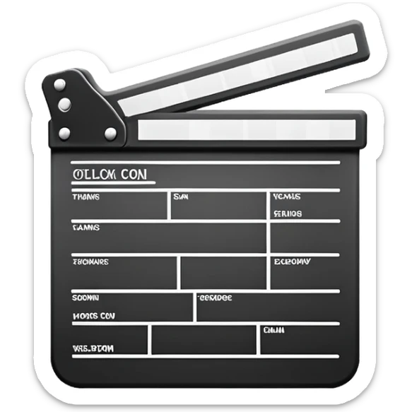 side view of film slate outline, just essential black lines, no color or fill sticker