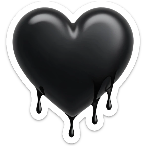 black ink blob heart emoji with ink streaks, isolated on white background, grunge, like pen stroke sticker