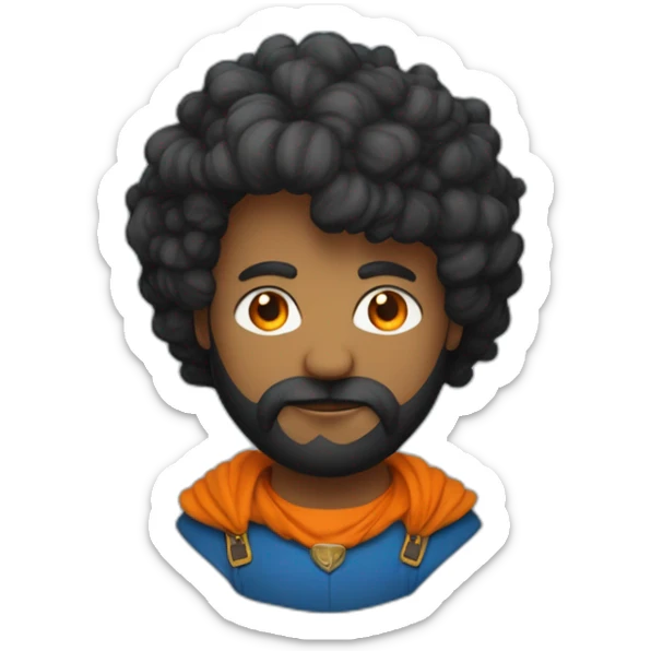 Un mec noir avec des cheveux de couleur bleu et orange moutard sur le visage des symboles doré. Des cornes de bélier orange moutard sticker