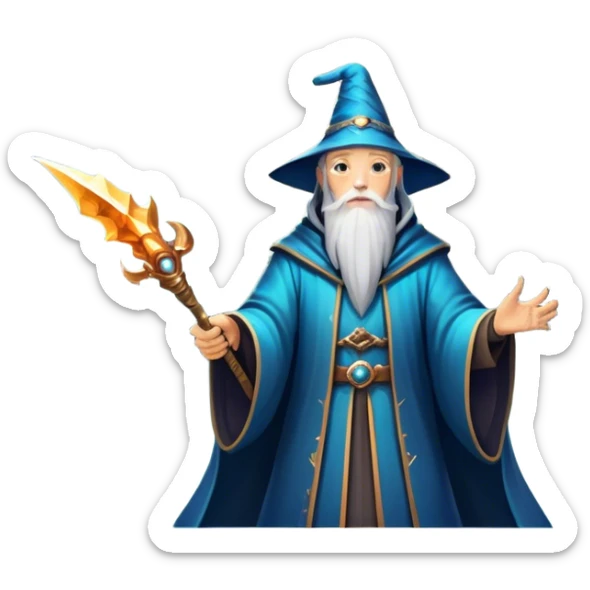 Icon for Fantasy and Sci-Fi Movies: A magical collage with flying dragons and futuristic spaceships. Stars and planets shimmer in the background with a mystical castle Hogvards and an ancient wizard holding a staff. The atmosphere is epic, otherworldly and adventurous. Transparent background. sticker