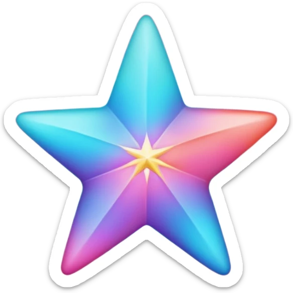 
Star color in in gradient of turquoise, blue, pink, purple, and coral sticker