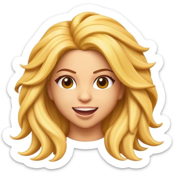 Cinematic Realistic Shakira Pop Culture Emoji, depicted with an energetic, dynamic portrayal of the global pop star rendered with lifelike textures and vibrant, charismatic lighting. sticker