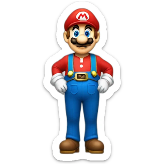 super mario with a bavarian hat a traditional bavarian shirt and bavarian leatherpants sticker