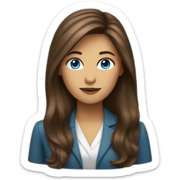 female blue eyed brown long hair psychologist sticker