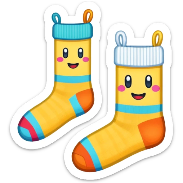 A pixel art emoji of a pair of socks in a retro 16x16 or 32x32 pixel style, using a limited color palette sticker