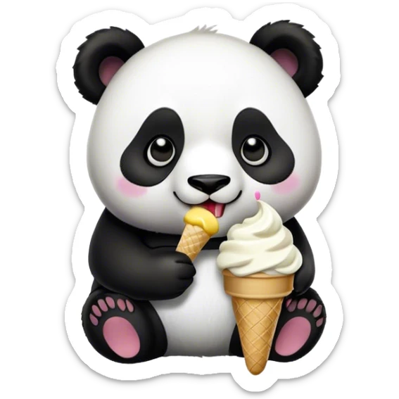 Panda eating ice cream sticker