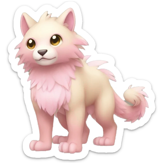 Cute cool beige pink animal hybrid Fakemon full body sticker