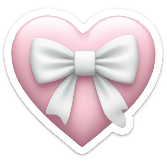 Pastel pink heart with white bow sticker