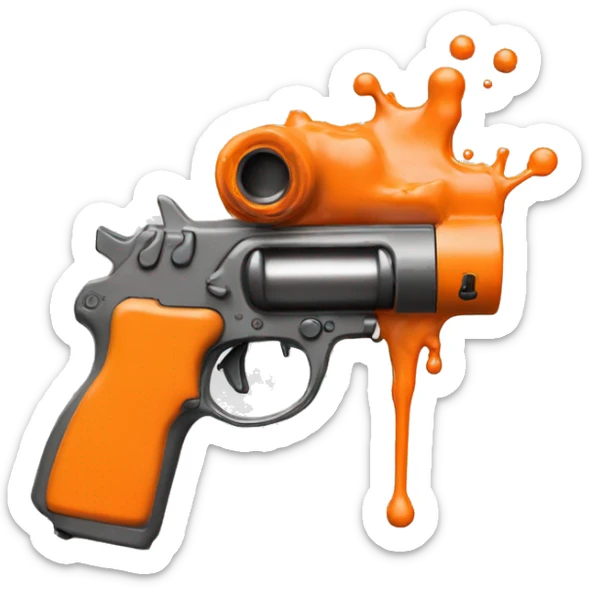 create only an orange color short oil feeder gun that the oil is spewing out a little sticker