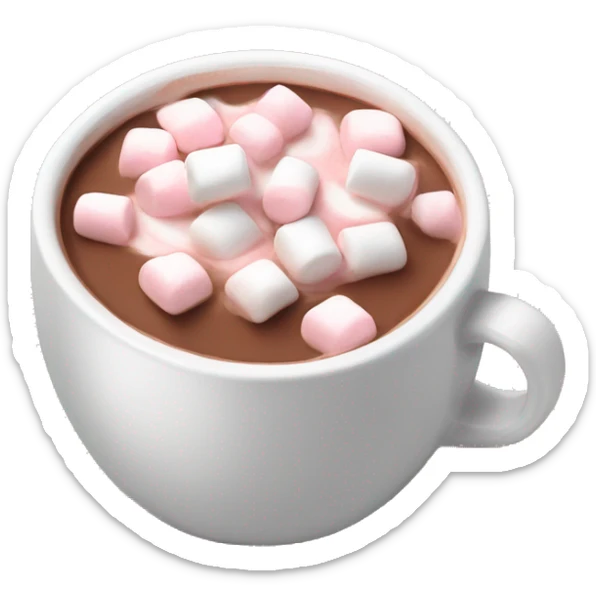 Light Pink mug of hot chocolate with marshmallows  sticker