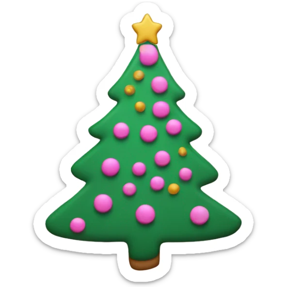 a brow cookie in a shape of a christmas tree and christmas tree to be drawn on it but in pink sticker