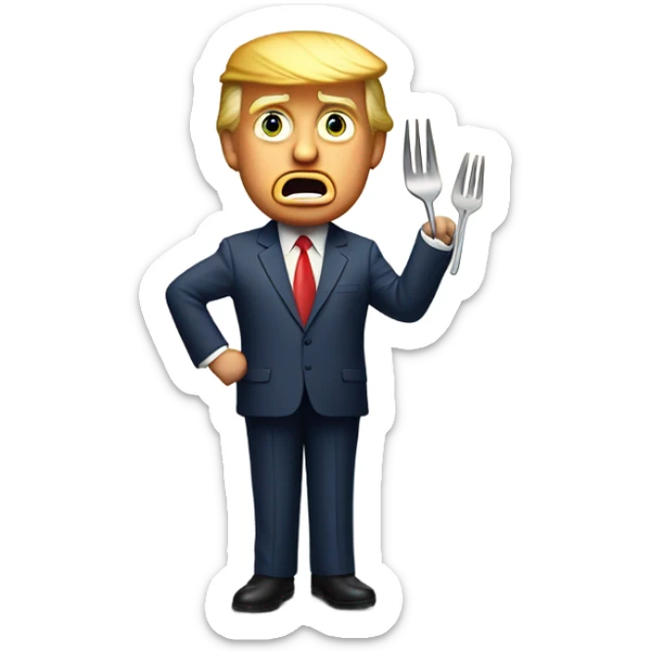 Donald trump holding a fork in the middle of the road sticker
