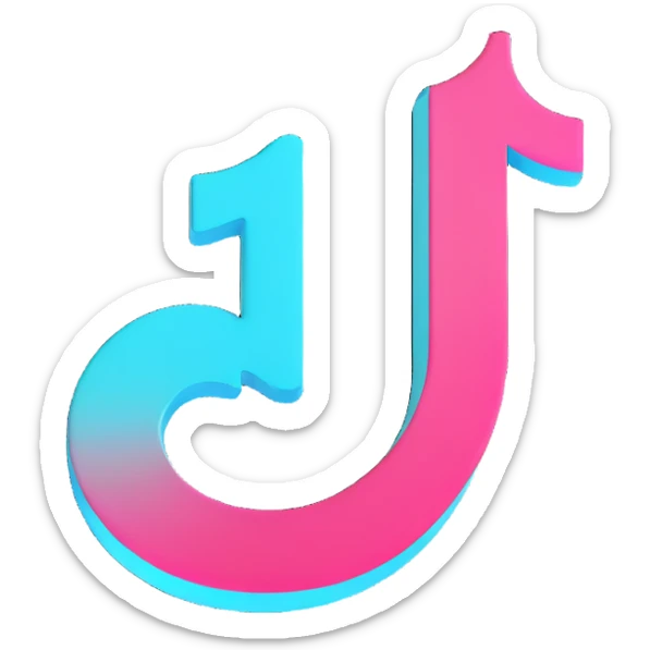 3D render of the official TikTok logo, perfectly matching the real logo's shape and proportions, using TikTok's signature colors black white cyan and pink, transparent background, no extra effects, suitable for Discord role icon sticker
