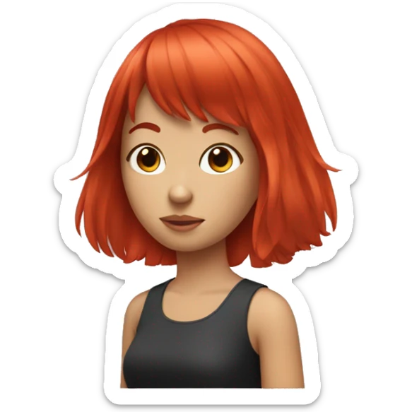 A girl with red hair and bangs sticker