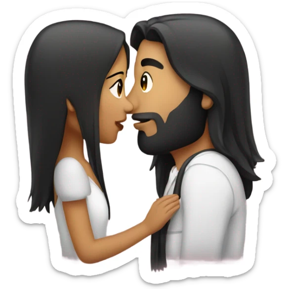 Guy with long black hair kissing Filipina girl sticker