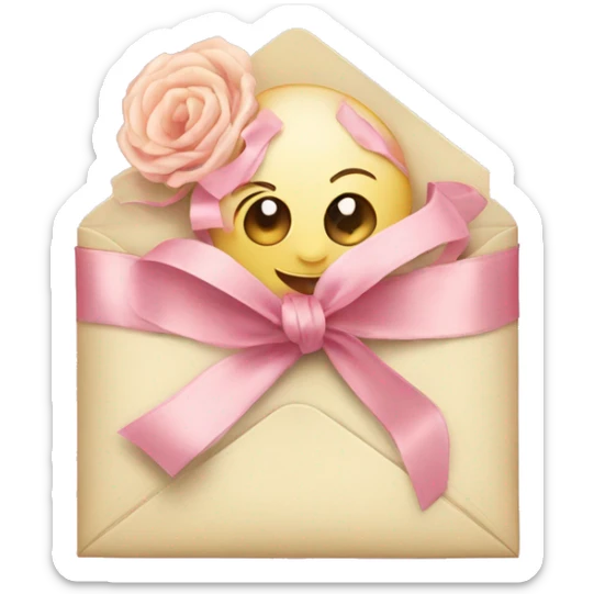 vintage love letters in envelope tied with a baby pink ribbon  sticker