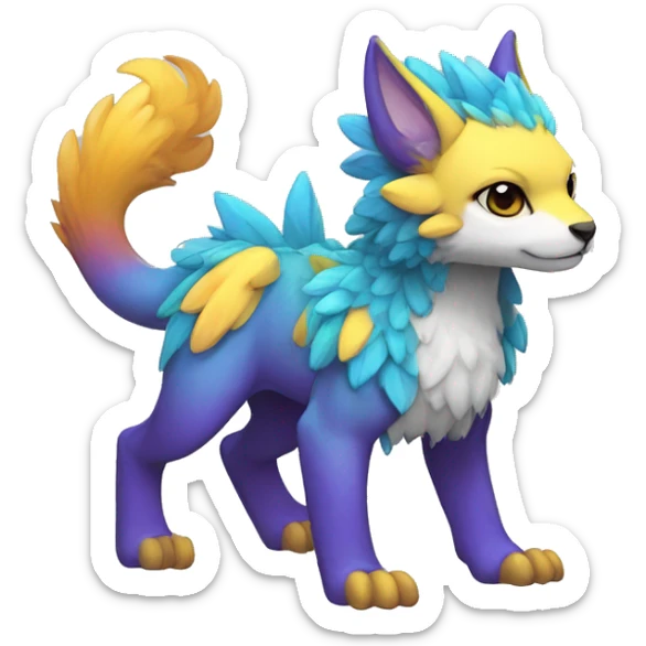 Cute cool colorful fantasy animal hybrid Fakemon full body sticker