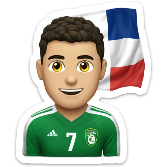 cristiano ronaldo con una bandera de excel y adentro de la bandera quiero el nombre "centro academico excel pro" sticker