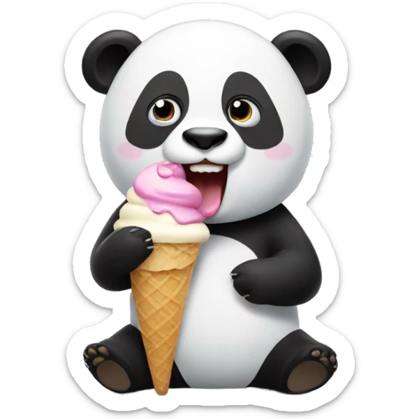 Panda eating ice cream sticker