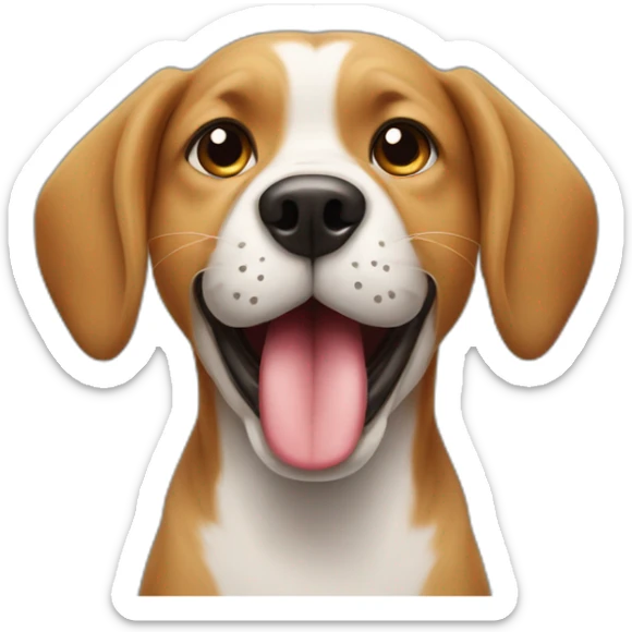 Dog pointing at his mouth with his tongue stuck to the roof of his mouth sticker