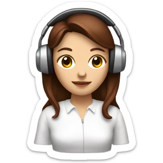 A brown-hair girl in white headphones with a Claret-colored glass of coffee sticker