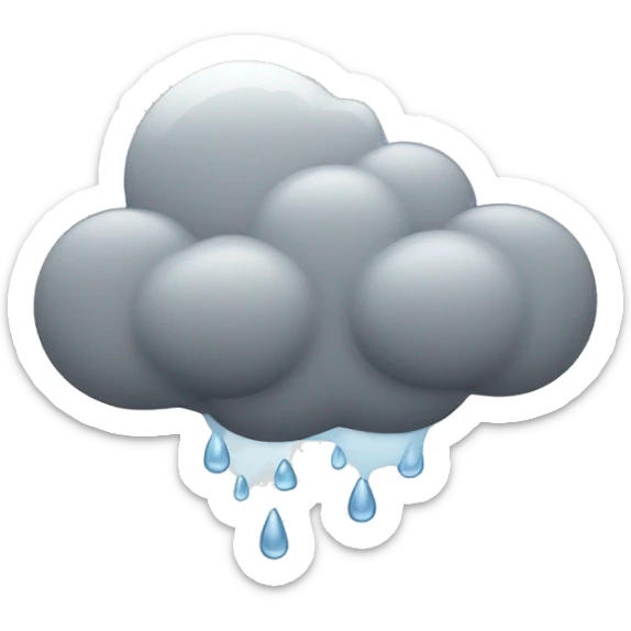 emoji de alguien bajo una nube gris y lluviosa, mostrando una cara de enojado sticker