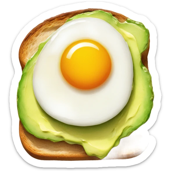 Watercolor avocado toast Wïth cute fried egg sticker