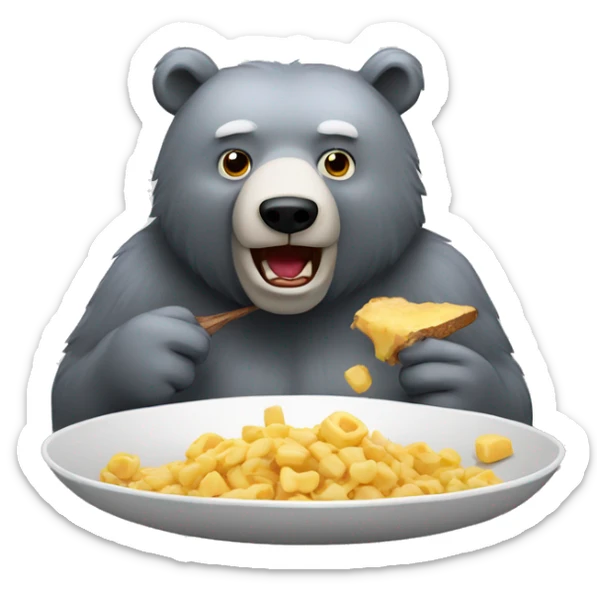 realistic-grey-bear-eating  sticker