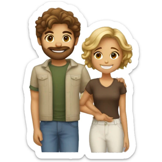 Una pareja joven y las dos son jóvenes ,se están dando un beso las dos son blancas y una con pelo lacio y abajo ruso y la otra con el pelo rizo pero para abajo sticker