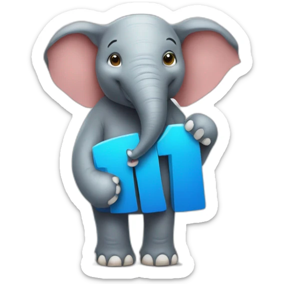 close up of an elephant holding a big sign that says Number 1 Fan sticker