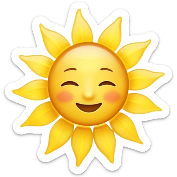 Cinematic Realistic Sunshine Emoji, Warm and golden, with soft rays of light streaming down from a bright, glowing sun. The golden hue bathes the world in warmth, uplifting the spirit and bringing a sense of joy and radiance. Soft glowing outline, capturing the essence of happiness, warmth, and light in a beautiful sunny day! sticker