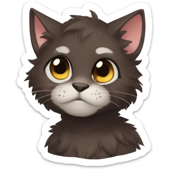 Anthro Shy Cute Cool Edgy Pretty Dark Brown Furry Feline Animal Anthro Sona sticker