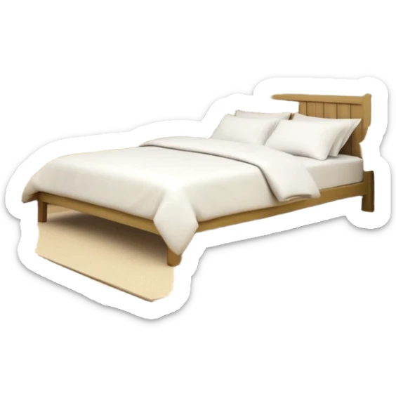 Olive green walls, wooden bed with white bedding, plants on shelves, wooden closet sticker