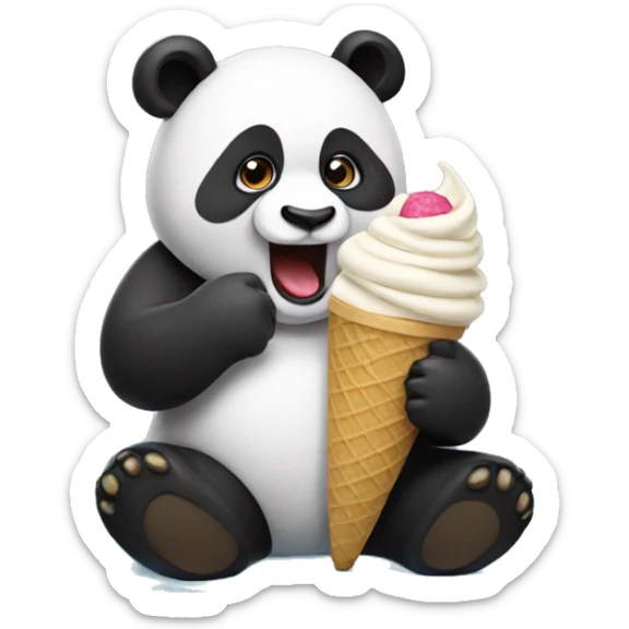 Panda eating ice cream sticker