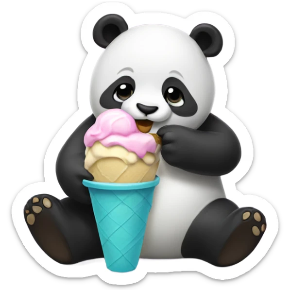 Panda eating ice cream sticker